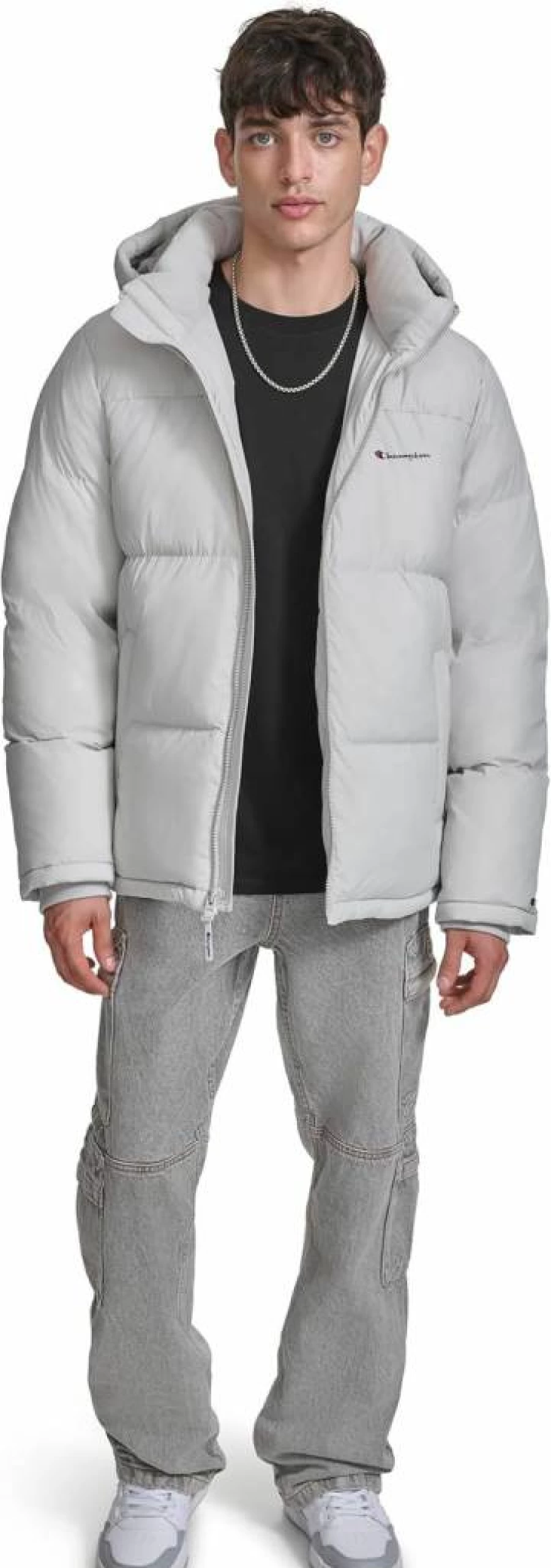 Champion Men's Heavyweight Hooded Puffer Jacket - Adjustable Hood, Warm Winter Coat