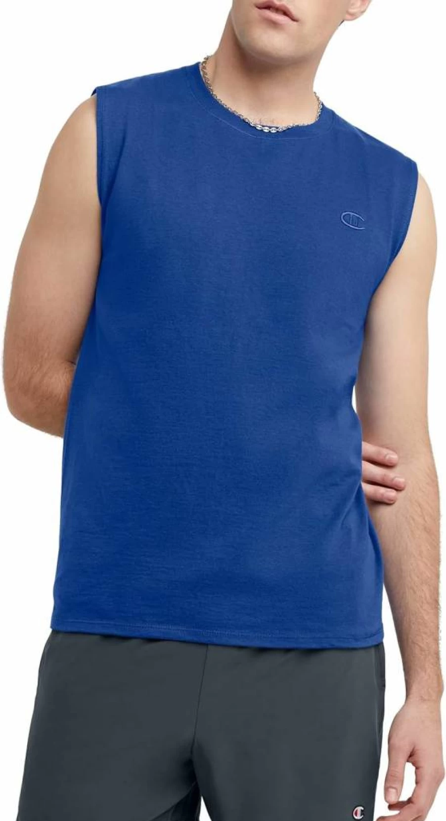 Champion Men's Classic Script Logo Tank Top - Comfortable Jersey Fabric for Casual Wear