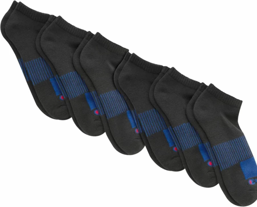 Champion Men's No-Show Socks 6-Pack - Breathable Athletic Performance Socks for Running & Sports
