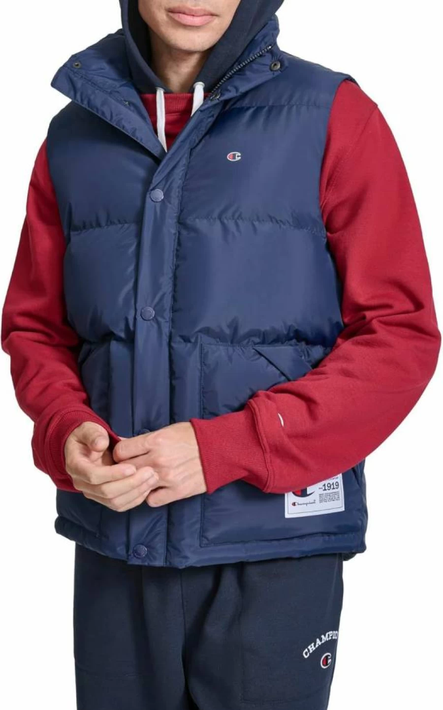 Champion Men's Logo-Embroidered Lightweight Puffer Vest for Winter – Insulated Quilted Sleeveless Jacket