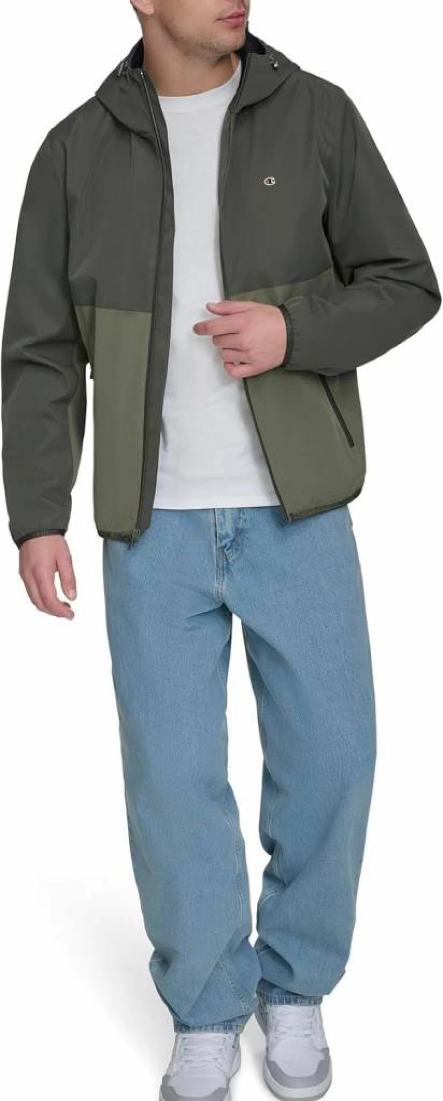 Champion Men's Lightweight Waterproof Windbreaker Hooded Rain Jacket for Outdoor Activities
