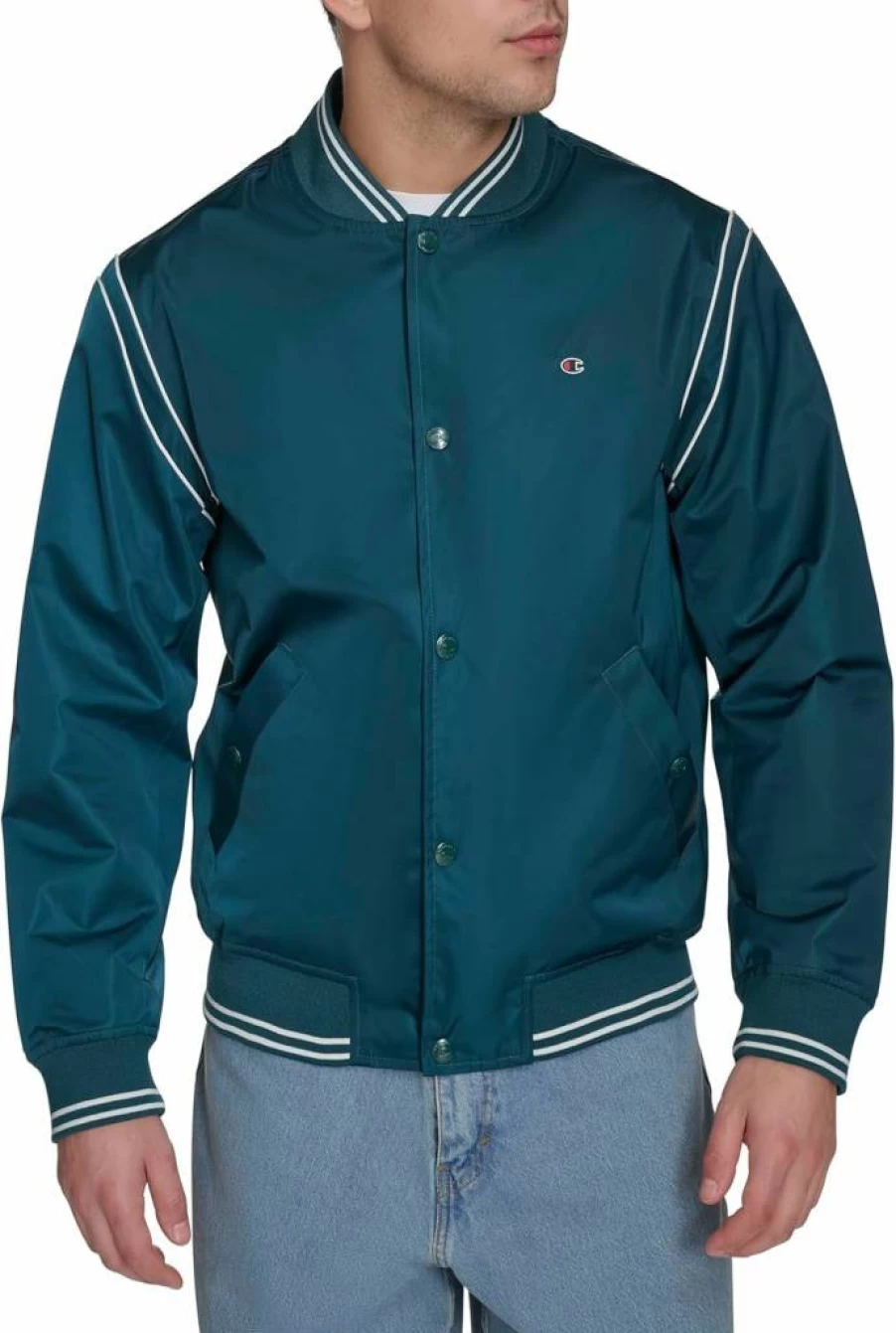 Champion Men's Lightweight Varsity Bomber Jacket - Classic Athletic Style Windbreaker for Casual Wear