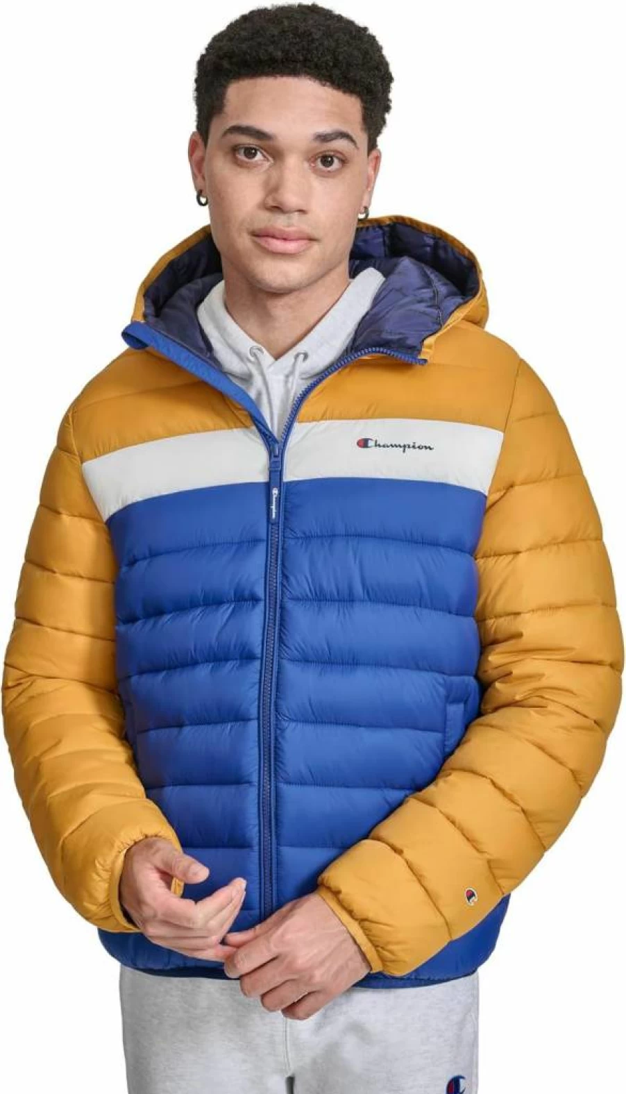Champion Men's Lightweight Hooded Puffer Jacket for Performance & Comfort