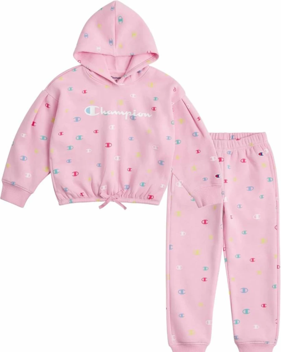 Champion Girls' Fleece Hoodie and Sweatpants Set - Kids' Athletic Sweatsuit for Comfort & Style