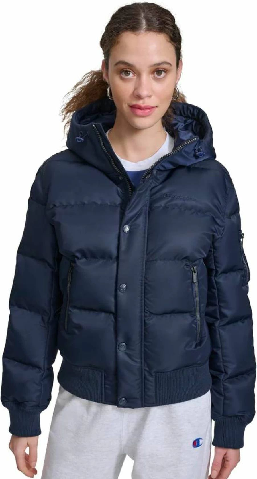Champion Women's Hooded Quilted Puffer Jacket - Warm Winter Snorkel Coat