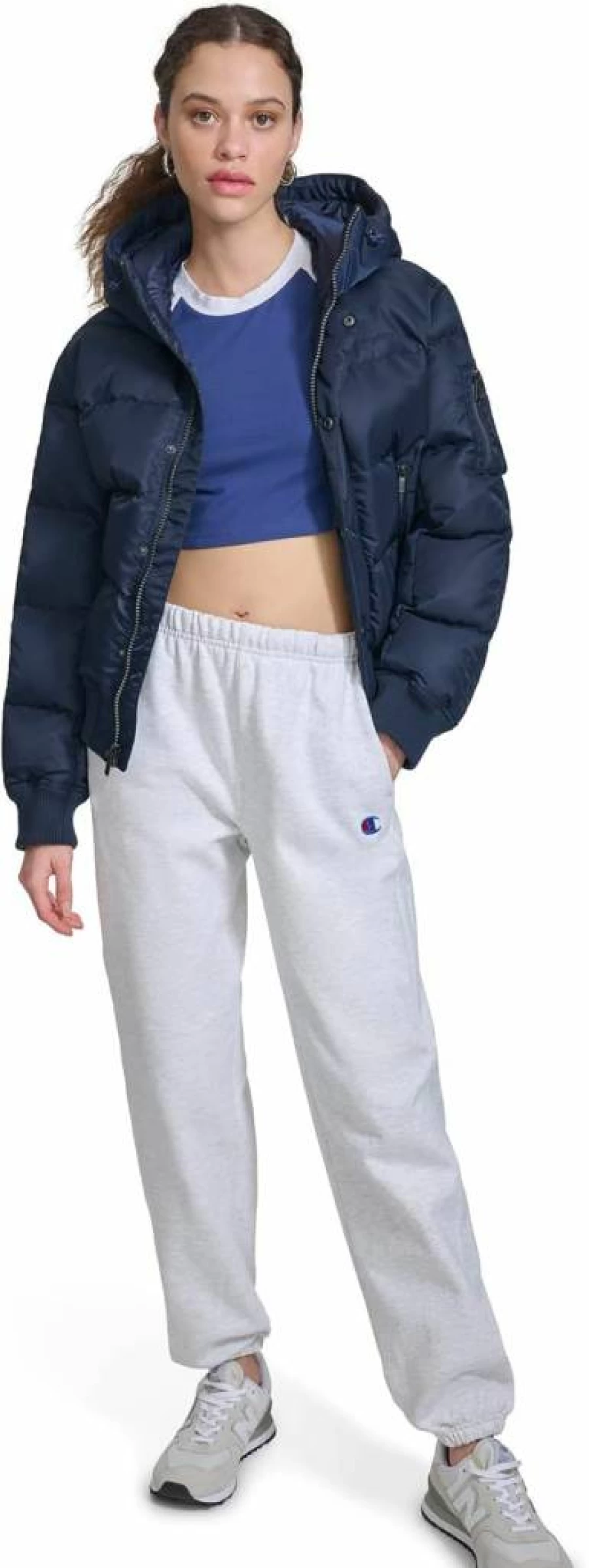 Champion Women's Hooded Quilted Puffer Jacket - Warm Winter Snorkel Coat