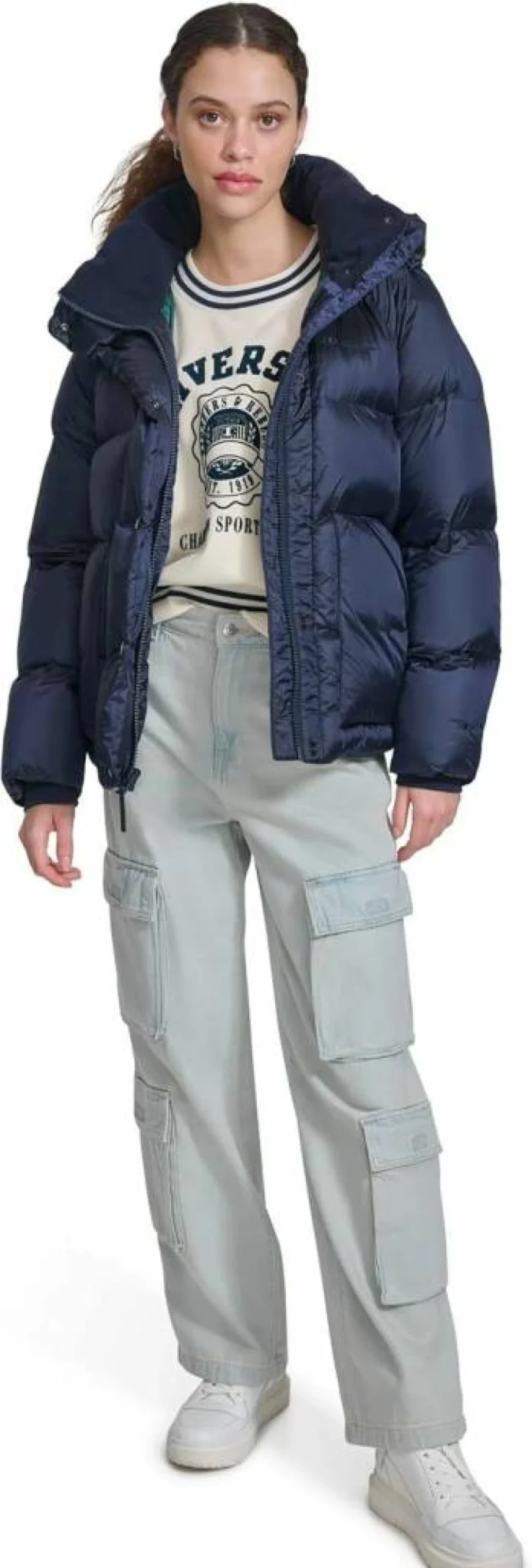 Champion Women's Hooded Quilted Puffer Jacket - Mid-Weight Winter Coat