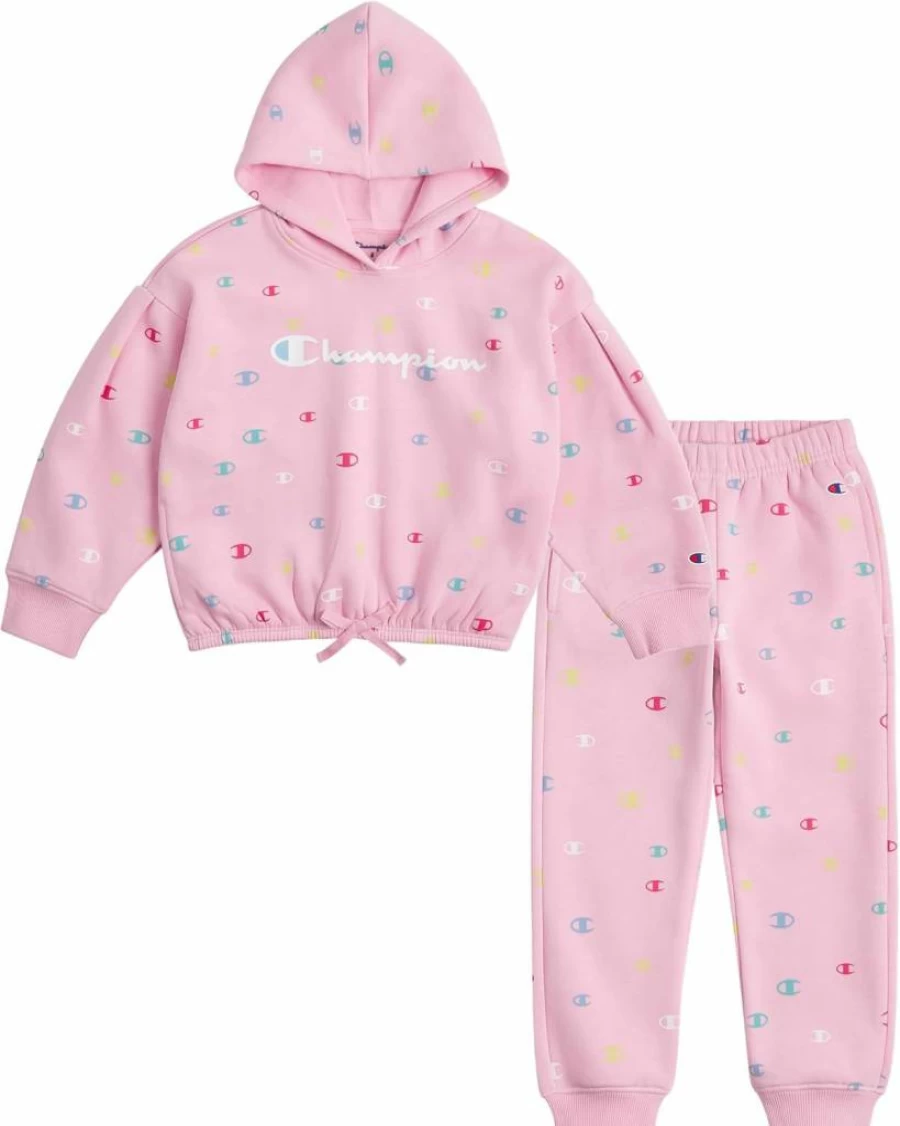 Champion Girls' Fleece Hoodie and Sweatpants Set - Kids' Athletic Sweatsuit for Comfort & Style
