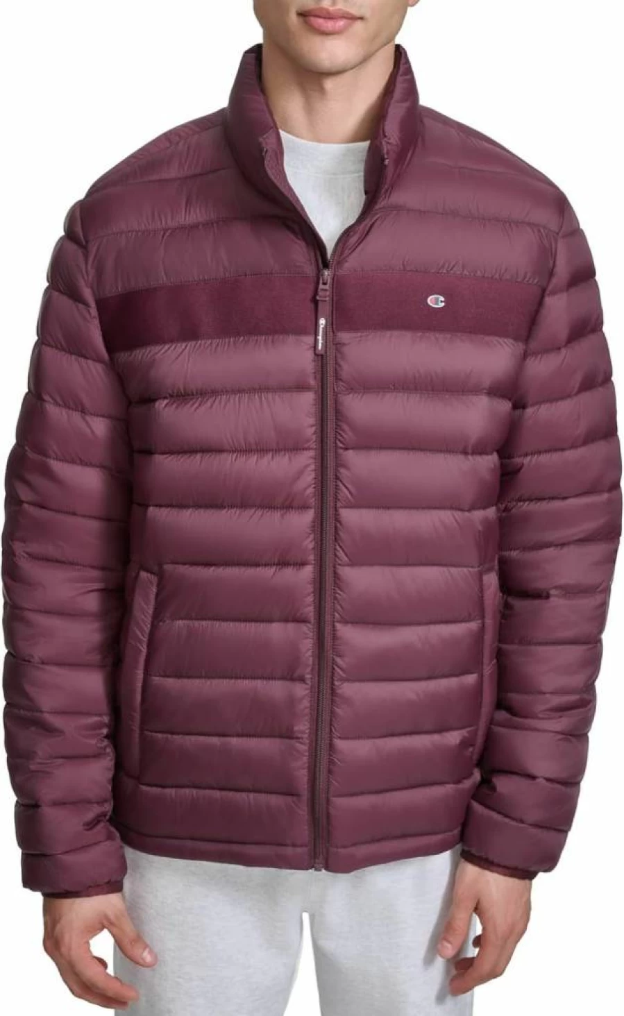 Champion Men's Lightweight Packable Puffer Jacket - Water-Resistant Hooded Winter Coat for Outdoor Activities
