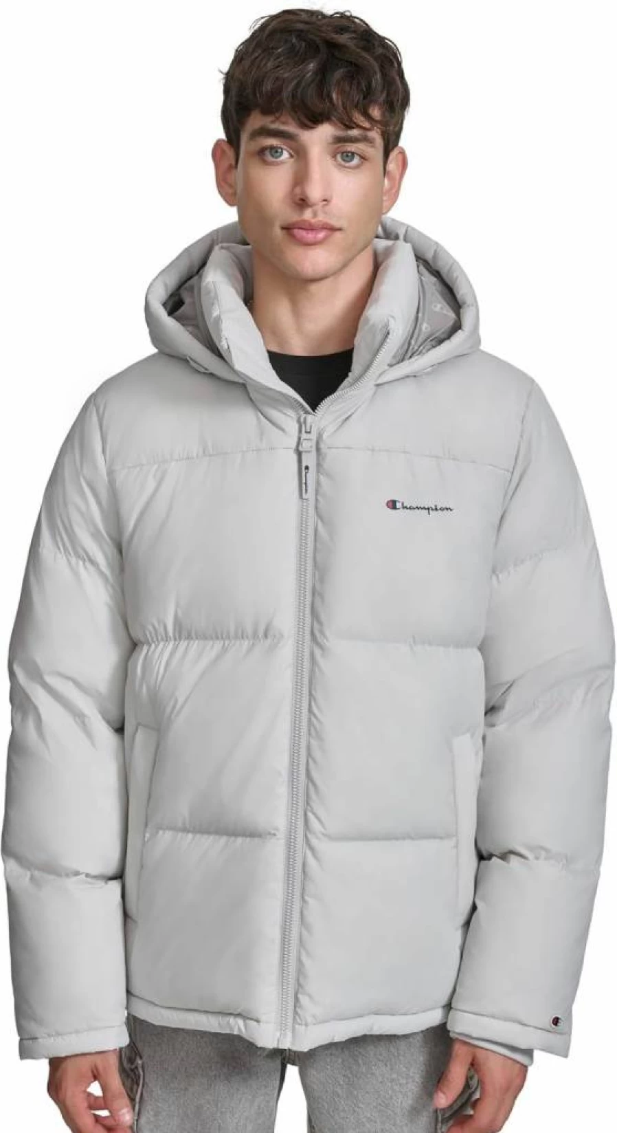 Champion Men's Heavyweight Hooded Puffer Jacket with Adjustable Hood - Warm Winter Coat
