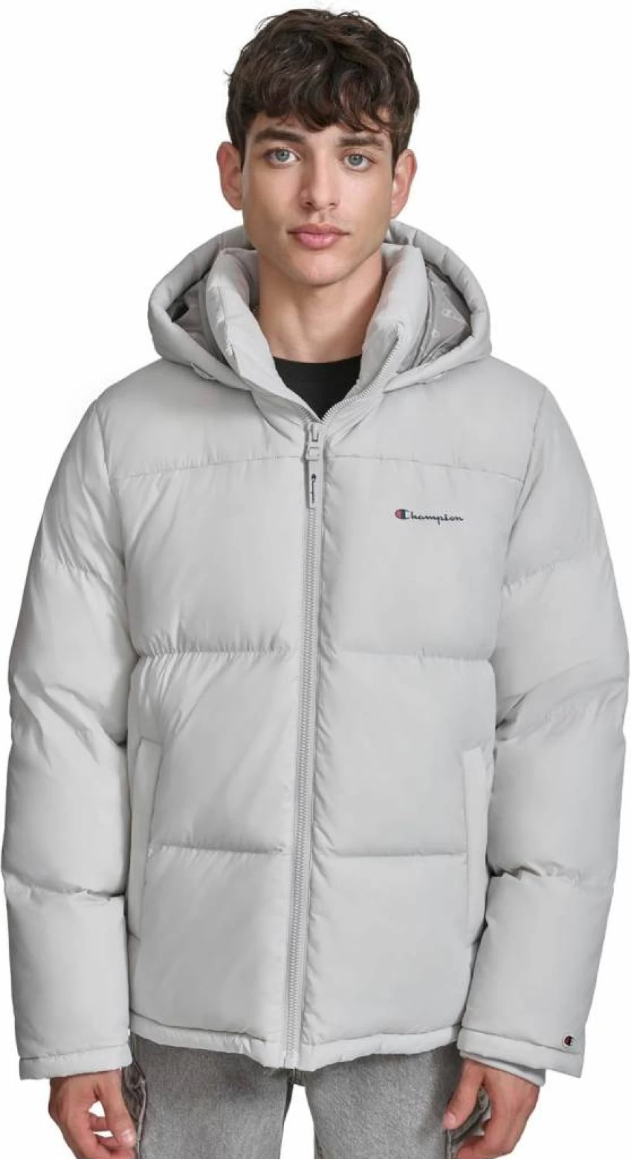 Champion Men's Heavyweight Hooded Puffer Jacket with Adjustable Hood - Warm Winter Coat