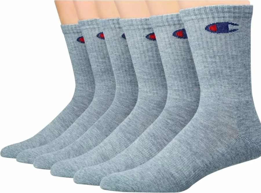 Champion Men's Moisture-Wicking Crew Socks Multipack - 6, 8, 12 Pairs for Breathable Comfort & Durability