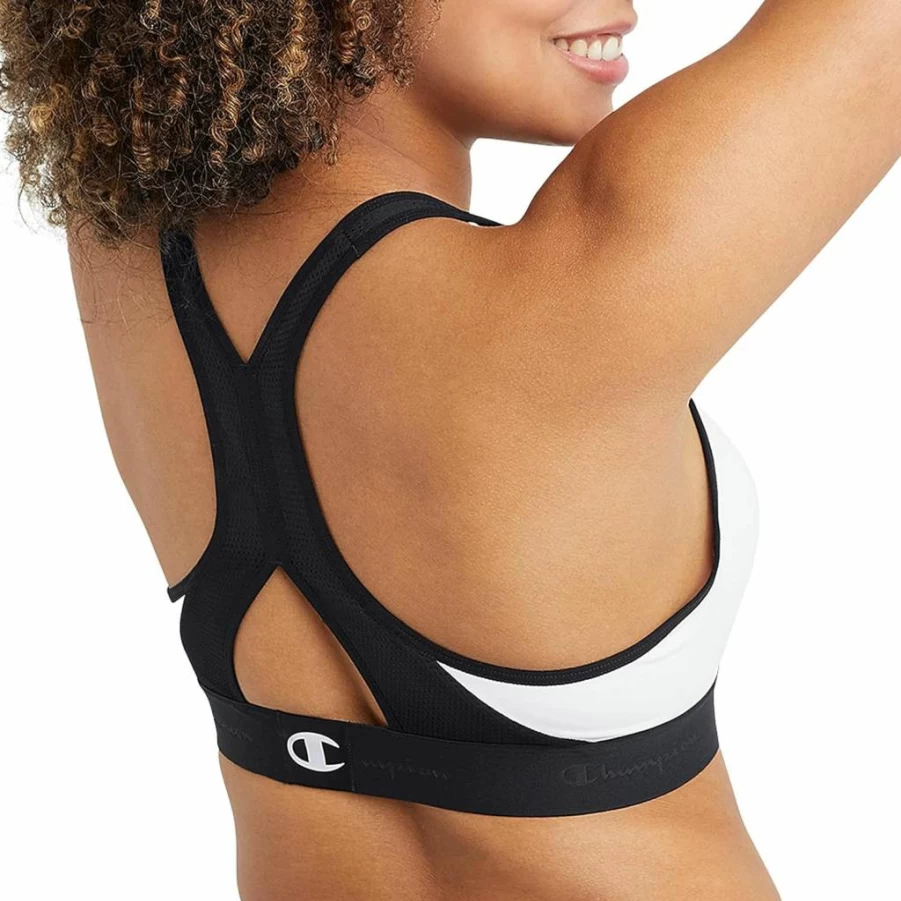 Champion Women's V-Neck Racerback Sports Bra - Moisture-Wicking, Breathable & Moderate Support Workout Top for Active Women