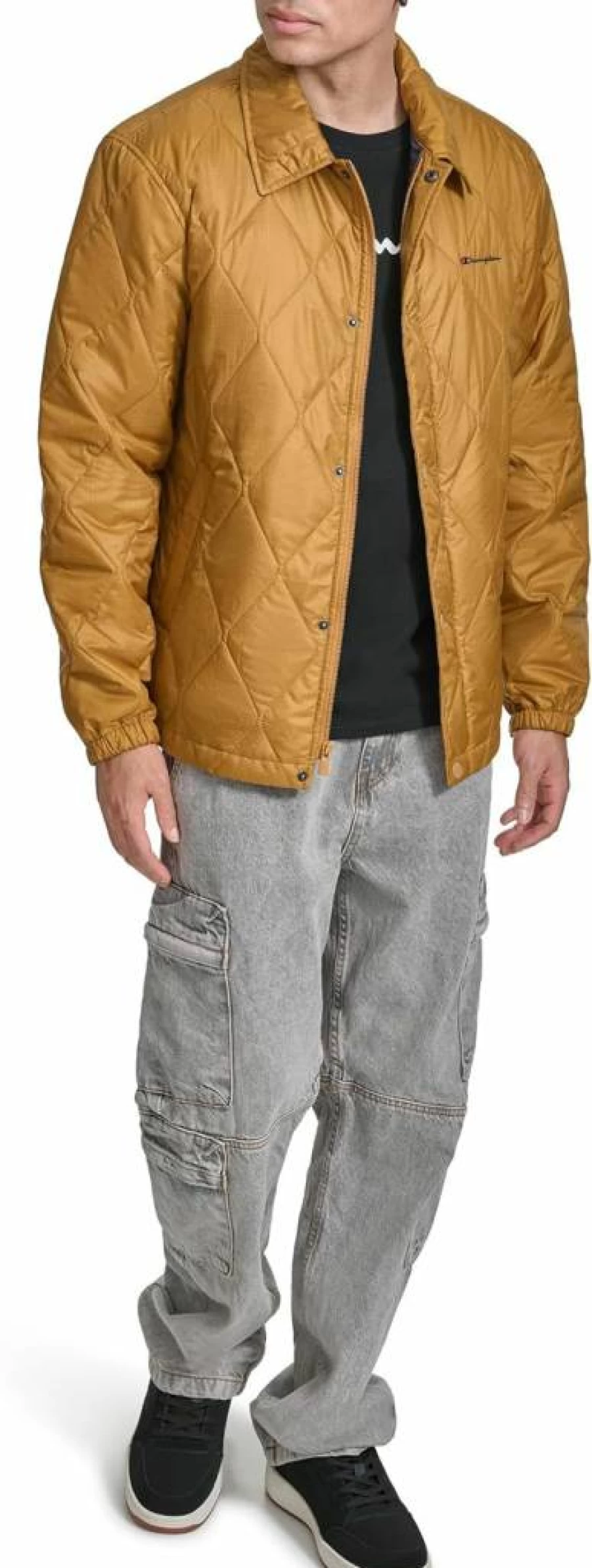 Champion Men's Diamond Quilted Coaches Jacket - Lightweight Active Training Outerwear