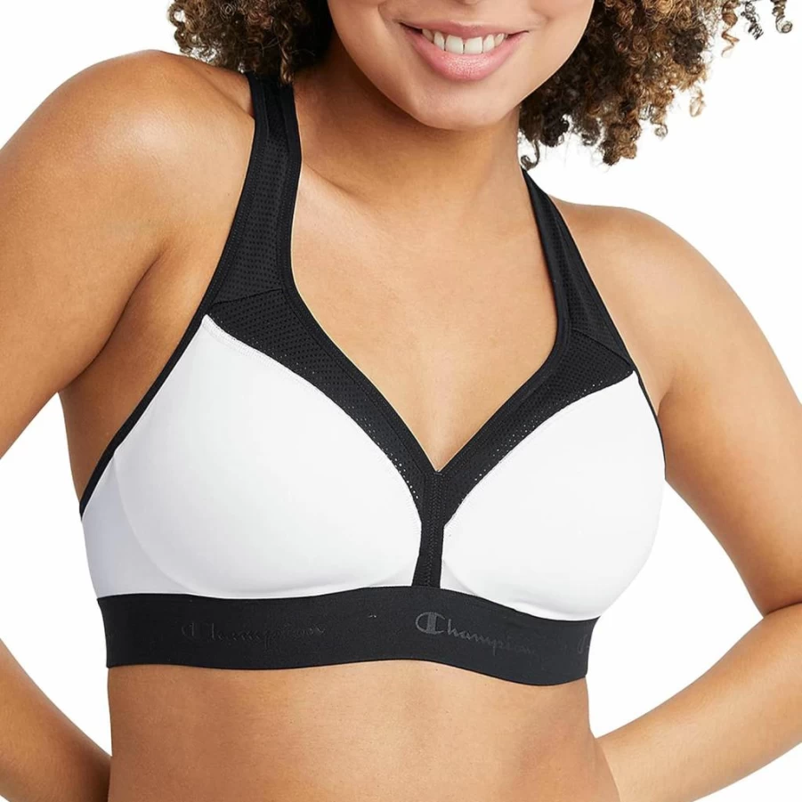 Champion Women's V-Neck Racerback Sports Bra - Moisture-Wicking, Moderate Support Workout Top for Active Women