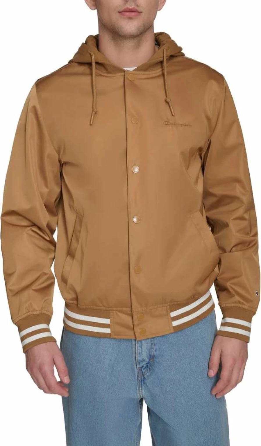 Champion Men's Lightweight Varsity Jacket with Jersey Hood - Comfortable & Styletic Athletic Outerwear