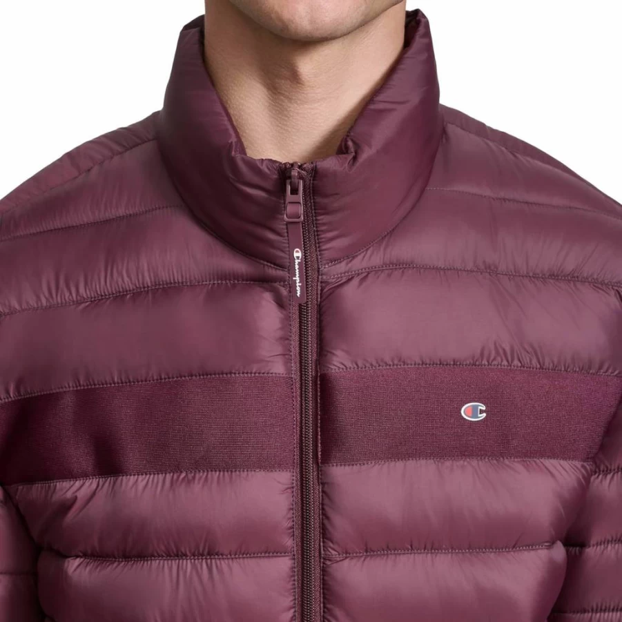 Champion Men's Lightweight Packable Puffer Jacket - Warm Insulated Hooded Winter Coat for Outdoor Activities