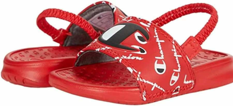 Champion Toddler Super Slide Sandals - Scarlet Red, Size 6 Toddler M, Warped Design Kids' Slippers