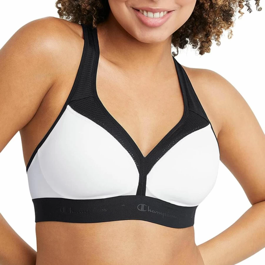 Champion Women's V-Neck Racerback Sports Bra - Moisture-Wicking, Breathable & Moderate Support Workout Top for Active Women