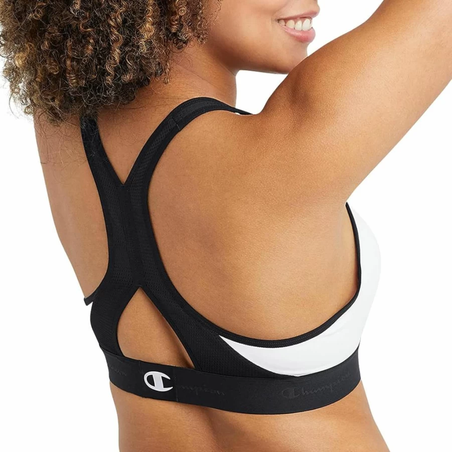 Champion Women's V-Neck Racerback Sports Bra - Moisture-Wicking, Breathable & Moderate Support Workout Top for Active Women
